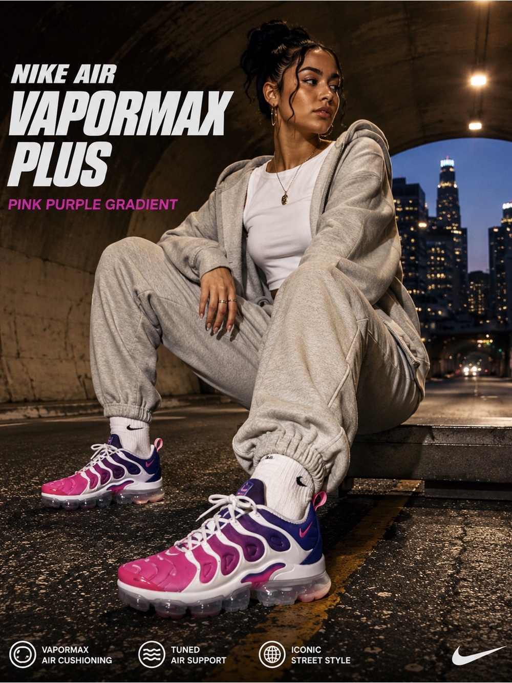 Nike Air VaporMax Plus Pink Purple Gradient Sneakers Size 7.5 EUC